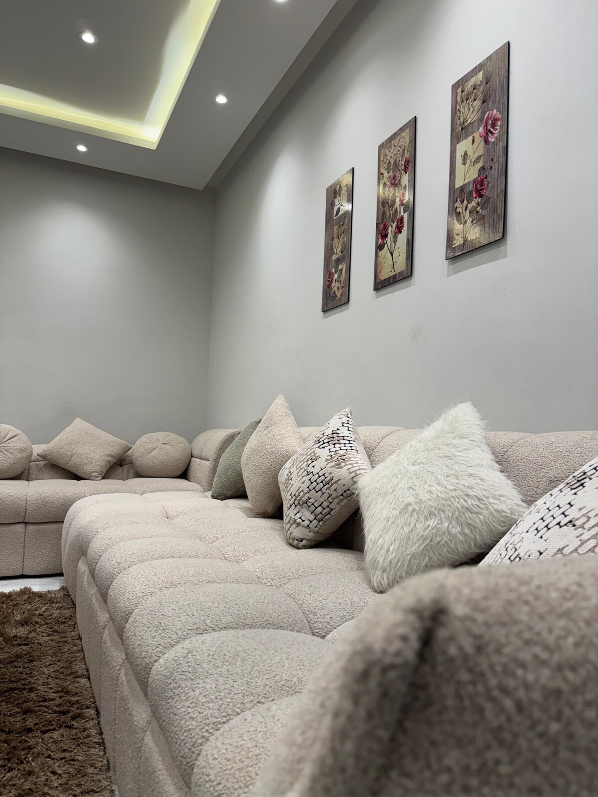 Living room — the sectional, wide